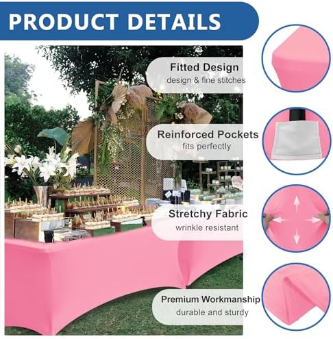 Spandex Table Cloths for 6 foot Rectangle Tables-Fitted Stretch Table Cover - Image 2