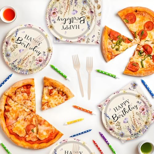 72Pcs Fall Wildflower Plates and Napkins, Floral Birthday Party Supplies Autumn Wildflower Paper Plates and Napkins Forks Tableware Decorations for Fall Picnic Tea Party Baby Shower Birthday, Serve 24 - Image 5