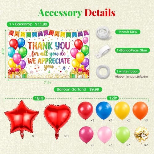 We Appreciate You Banner Decorations Set,Wihte Thank You for All You Do Backdrop with Honeycomb Centerpieces and Hanging Swirls, Office Employee Staff Teacher Appreciation Party Supplies Kit - Image 3