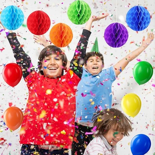 Happy Birthday Decorations For Women Men,Birthday Backdrop,Banner Balloons,Table Cloth,Paper pom poms Party Supplies for Girls Boys (Colorful) - Image 5