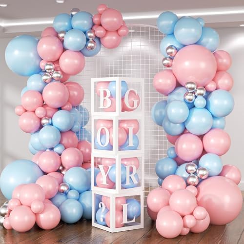 140Pcs Gender Reveal Balloon Garland Arch Kit - Pink and Blue Balloons Silver Latex Balloon for Boy or Girl Gender Reveal Decorations Birthday Party Baby Shower Celebration Anniversary (No Box) by Unknown
