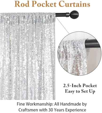 ShinyBeauty 6FTx8FT-Silver-Sequin Backdrop-Curtain-Sequin Photography Backdrop Shimmer Sequin Fabric for Event Decoration Party Photo Backdrop - Image 3