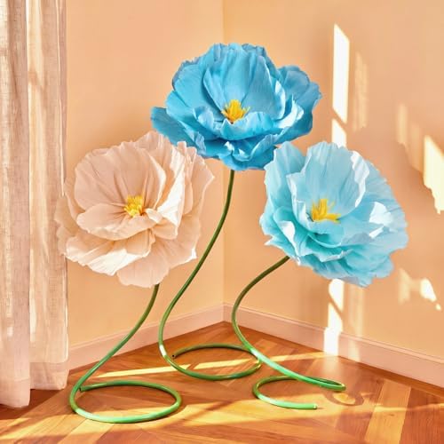 3 Pcs 5ft Large Paper Mix Color Poppy Flower Giant Artificial Poppy - Image 4