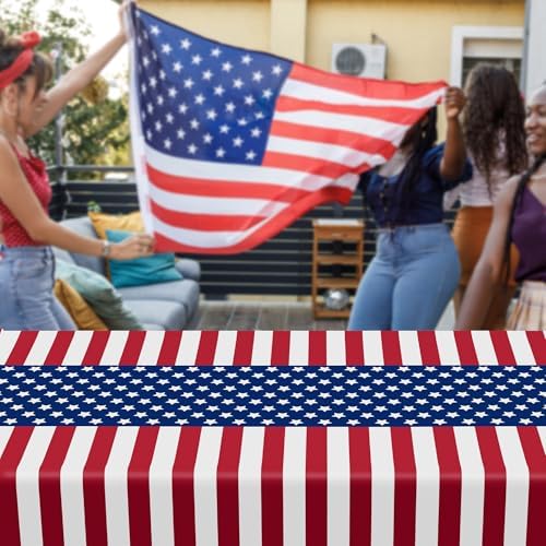 QZYL 12 Pack Plastic 4th of July Tablecloths, Red White Blue Party Supplies - Image 6