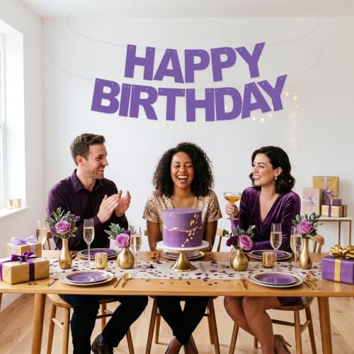 BEISHIDA 116 PCS A-Z DIY Letter Banner Kit Make Your Own Banner Including 111 Letters and Numbers 3 Rope and 2 Threading Device,Customized for Birthday Graduation Wedding Decor Matte Purple - Image 2