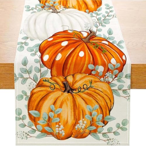 ONFAON Fall Decorations for Home, Fall Table Runner 13x72 Inch Linen by ONFAON