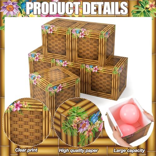 Fullhawl 6 Pcs 3D Tree Stump Boxes, Hawaii Fake Wood Centerpieces - Image 4