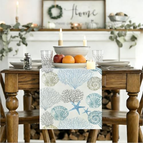 Coastal Decor Runner Linen Blue Teal Summer Beach Nautical Table Runners - Image 3