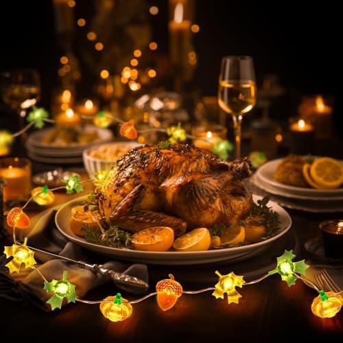 Coquimbo Fall Decor Thanksgiving Lights, 10FT 30 LED Pumpkin Maple Lights - Image 5