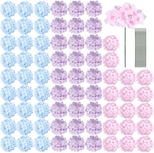 Auihiay 64Pcs Hydrangea Artificial Flowers Bulk, Faux Hydrangea Flowers by Auihiay