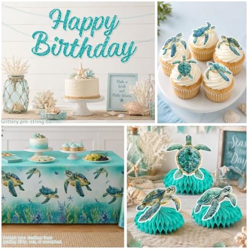 Xynic 205Pcs Turtle Birthday Decorations Tableware Set, 25 Serves - Image 6
