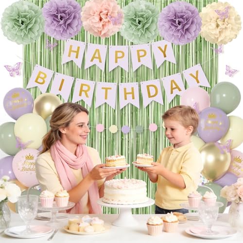 Fairy Lavender Birthday Decorations for Women Girls with Butterfly Stickers - Image 7