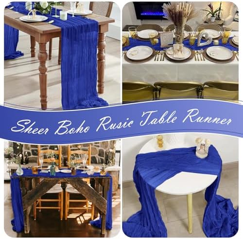 15 Pack Royal Blue Cheesecloth Table Runner 17 x 108 inch Cheese Cloth Table Runners 9ft Blue Table Runner Rustic Romantic Sheer Gauze Runner for Wedding Party Baby Shower Table Decoration - Image 7