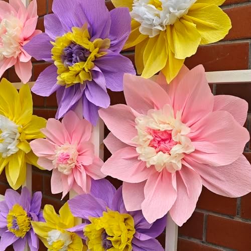 Mybbshower Crepe Paper Flower for Wall Paper Pom Pom Decor Girls Birthday Party Backdrop Baby Shower Nursery Decoration Pack of 9 (Lilac Pink) - Image 2