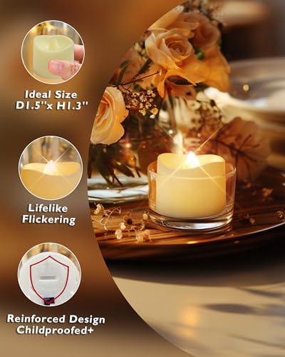 Homemory 24-Pack Flameless Tea Lights Candles Battery Operated, 200+ Hours - Image 5