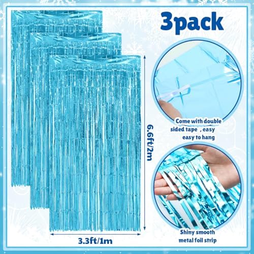 VitalCozy 7 Pcs Winter Party Decorations Snowflake Foil Fringe Curtains - Image 3