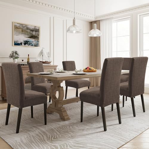 Super Stretch Chair Covers for Dining Chairs Set of 4, Light Brown - Image 2
