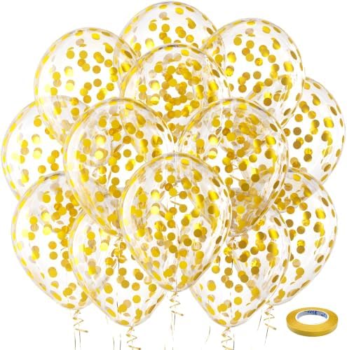 Bezente Gold Confetti Latex Party Balloons 60 Pack 12 inch by Bezente