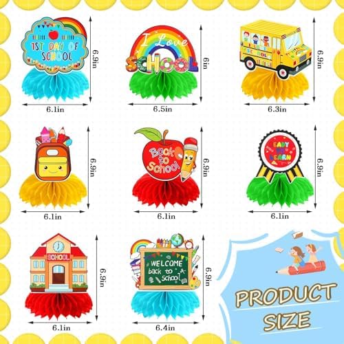 JULMELON 8 Pcs Back to School Table Decor, 3D Welcome Honeycomb Centerpiece - Image 2