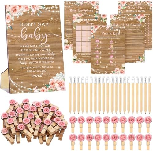 Patelai 321 Pcs Baby Shower Games Supplies, Flower by Patelai