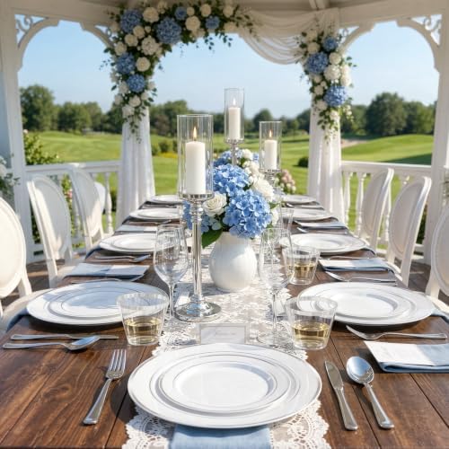 WELLIFE Silver Plates, Plastic Dinnerware Set for 25 Guests, 150 PCS - Image 3