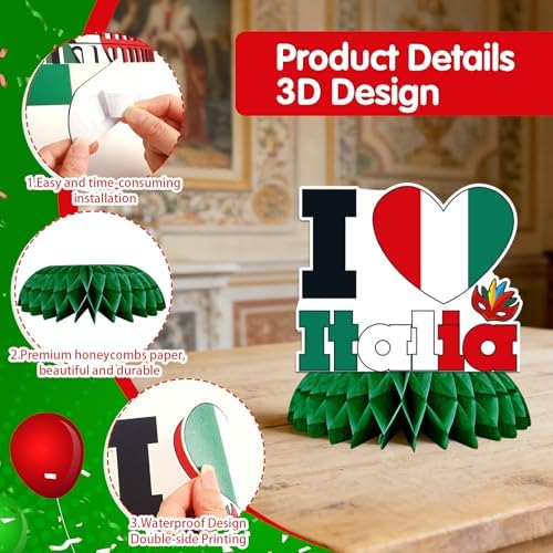 JULMELON 8 Pack Italian Themed Honeycomb Centerpieces Italian Party Favors - Image 6