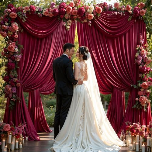 40x10FT Burgundy Backdrop Curtains for Wedding Parties, Wrinkle Free Polyester Photography Backdrop Drapes for Wedding Baby Shower Birthday Parties Stage Background Stand Decorations 4x10ft,10 Panels - Image 5