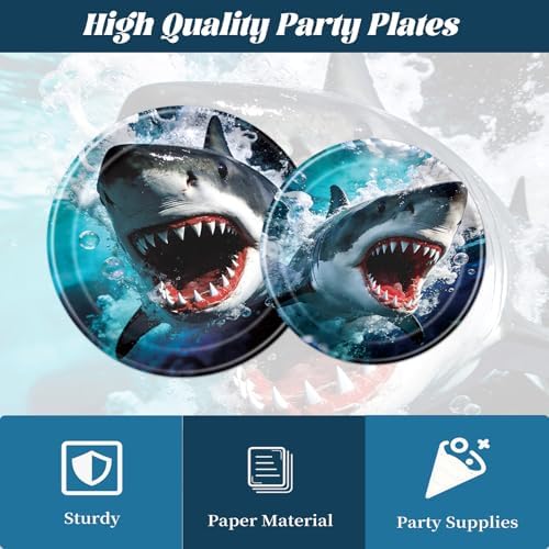 Shark Birthday Party Decorations - 96 Pcs Shark Birthday Plates Napkins Forks Tableware Set Decor, Ocean Under the Sea Dinnerware Set for Summer Boys Baby Shower Serves 24 - Image 4