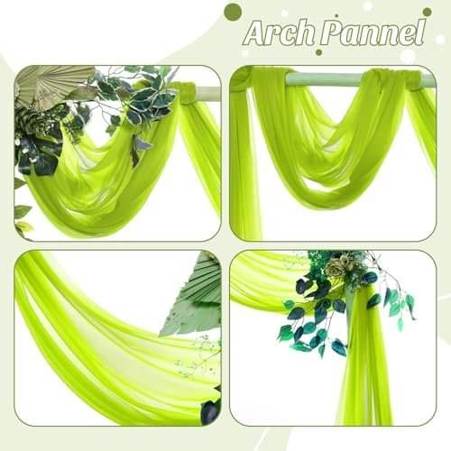 Pack of 1 Wedding Arch Drape Panel Fabric 30" x 50ft - Parrot Green - Image 5