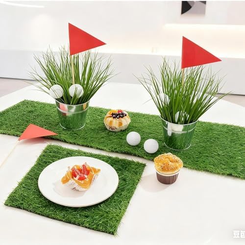 6 Set Golf Party Decorations with Table Runner Flags Balls Buckets - Image 5