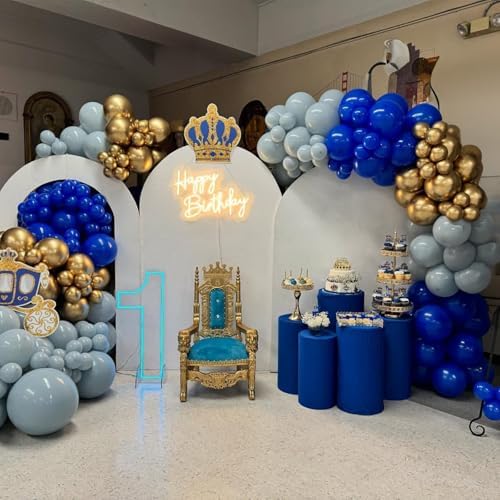 Jobkoo Navy Blue Gold Balloons, 12 Inch Dusty Light Blue Golden Latex Balloon Set for Boys Birthday Winter Wonderland Wedding Baby Shower Party Decorations - Image 4