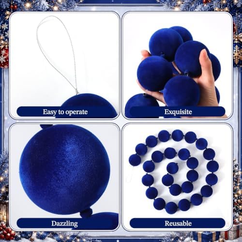 Canlierr 2 Pcs 6.5ft Christmas Velvet Ball Garland Mantle Decorations 60mm - Image 3