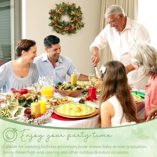 100 Pcs Yellow Gingham Paper Plates and Napkins Disposable Set for Party - Image 5
