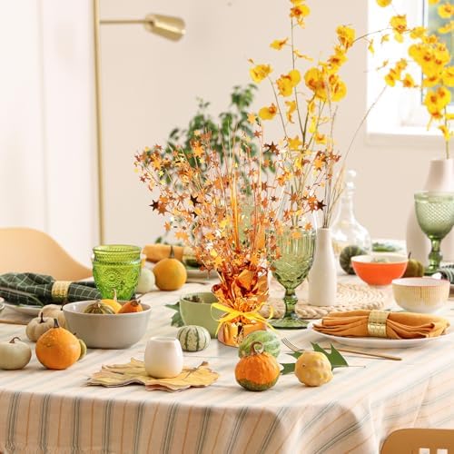 Crowye 6 Pcs Fall Foil Spray Centerpieces Thanksgiving Decor, Orange, Small - Image 6
