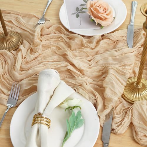 3 Pack Sand Cheesecloth Table Runner 120 Inch Boho Wedding Decor - Image 5