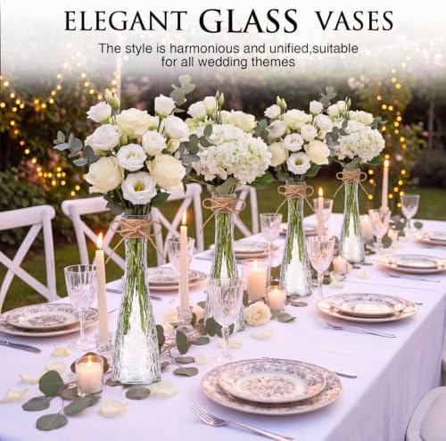 Set of 18 Clear Glass Bud Vases for Centerpiece, Water Ripple - Image 5