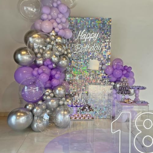 Silver Iridescent Shimmer Wall Backdrop, 24pcs Sequin Panels - Image 5