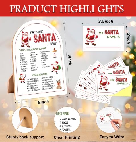 Christmas What's Your Santa Name Game, Winter Holiday Party Decor Sign - Image 2