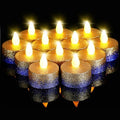 Retisee 48 Pack Flameless LED Candles Glitter Decor,Gold,Blue,1.65 Inch by Retisee