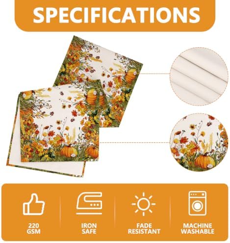 Siilues 220 GSM Fall Table Runner 13x120 Inch Home Party Decor - Image 6