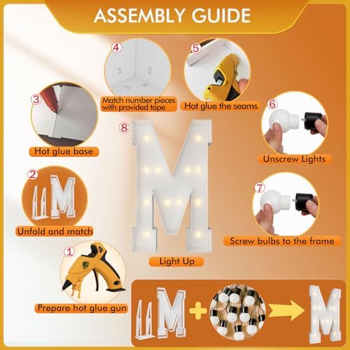 4FT Marquee Letters, Large Light Up Letters M for Marry Me Party Decor - Image 3