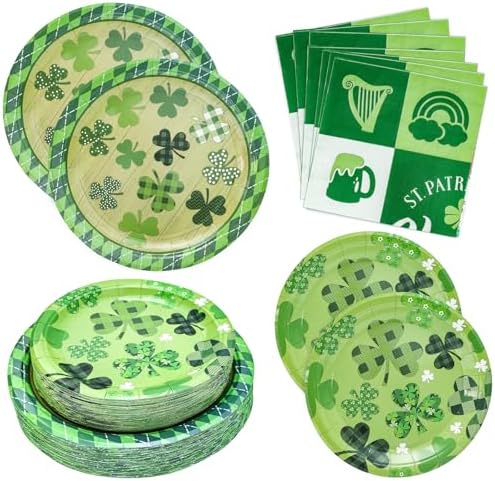 180PCS St.Patrick's Paper Plates and Napkins Party Supplies Serve 60 by Osonm