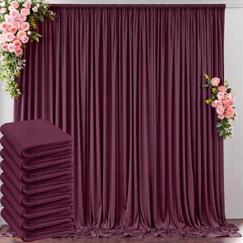 40 ft x 10 ft Wrinkle Free Maroon Backdrop Curtain for Parties, Polyester Burgundy Photo Backdrop Drapes 8 Panels 5x10ft for Baby Shower Wedding Birthday Party Engagement Ceremony Decoration by Outpain