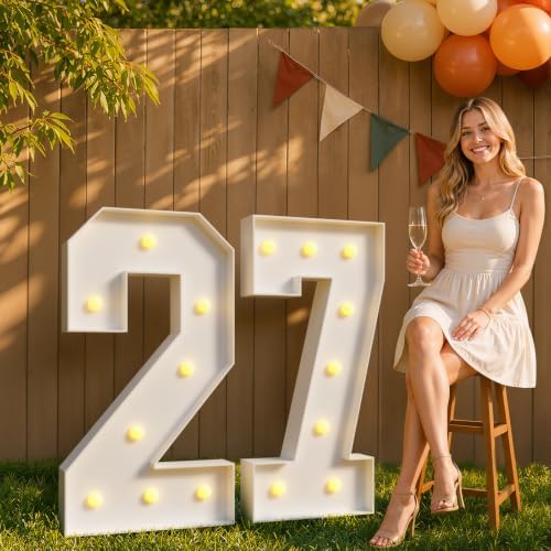 imprsv 27 Marquee Numbers, 3FT Light Up Numbers for 27th Birthday Decor by Letsmakeitimpressive