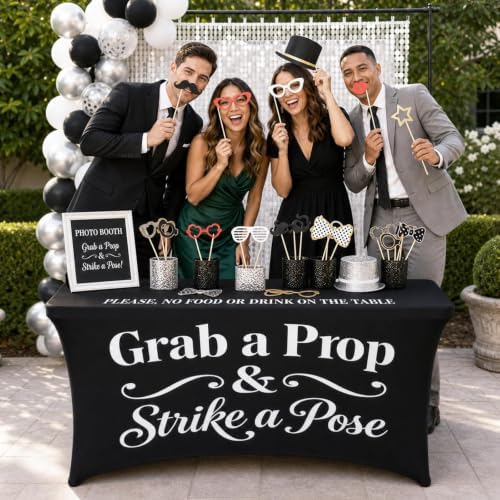 4ft Photo Booth Tablecloth Black Stretch Spandex Table Cover - Image 5