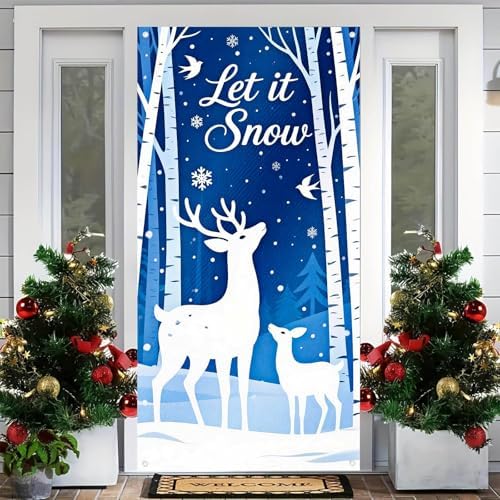 BlissYard Door Cover Christmas Deer Snowflakes 35x71 Inch Polyester - Image 4