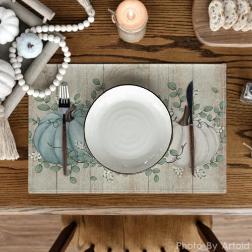 Artoid Mode Wood Pumpkins Leaves Fall Placemats Set of 4-12 x 18 Inch - Image 2