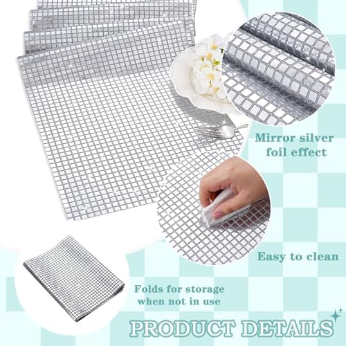 MoKoHouse Glitter Disco Party Table Runner: 8 Packs 13 x 72 Inches - Silver Mirror Sequin Table Runners for Retro 70s 80s Theme Disco Ball Birthday Bachelorette Dance Party Supplies Table Decorations - Image 4