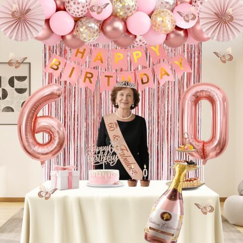 Juesly 60th Birthday Decorations for Woman, 51pcs 60 Year Old Party Set - Image 6