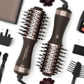 Travel Dual Voltage Hair Dryer Brush 4-in- 1,Portable Mini Hot Air Blow Dryer Straightener & Curler Brush,Titanium Oval Blowout Styler Volumizer Tools-Dark Chocolate by MayAllDreamsRealizedEndingMisfortuneInAuspicious